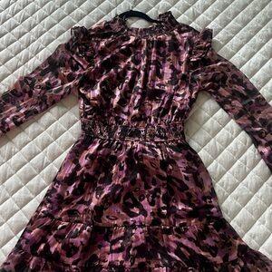 Greylin Pink and Black Floral Print Dress